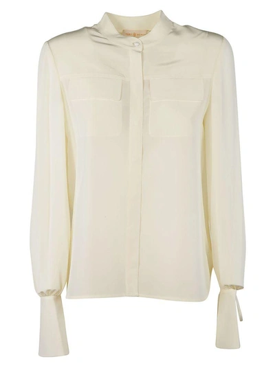 Shop Tory Burch Band Collar Shirt In Ivory