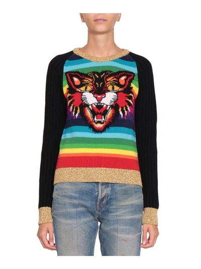 Shop Gucci Angry Cat Wool Sweater In Multicolor