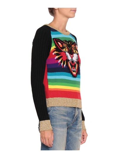 Shop Gucci Angry Cat Wool Sweater In Multicolor