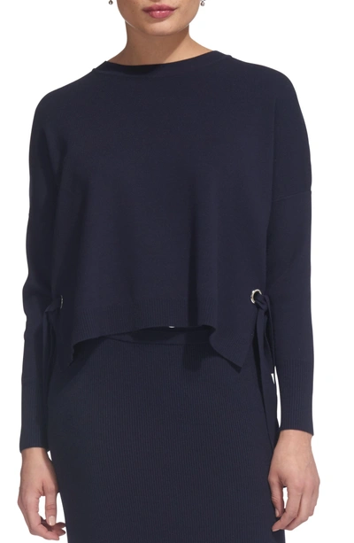 Shop Whistles Tie Side Sweater In Navy