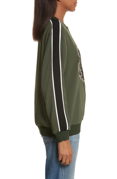 Shop Kenzo Athletic Stripe Tiger Sweatshirt In Dark Khaki