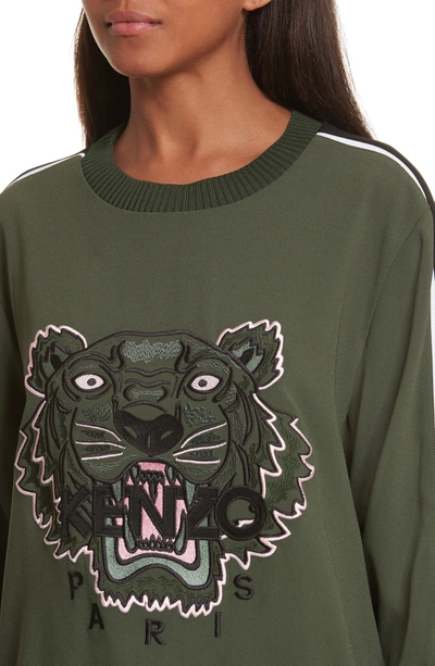 Shop Kenzo Athletic Stripe Tiger Sweatshirt In Dark Khaki