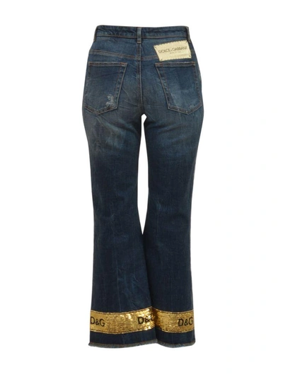 Shop Dolce & Gabbana Sequined Denim Jeans In Blue