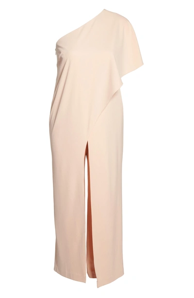Shop Adrianna Papell One-shoulder Jumpsuit In Blush