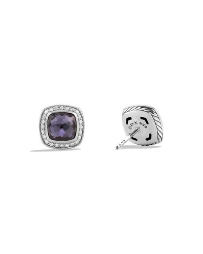 Shop David Yurman Albion Stud Earrings With Diamonds In Black Orchid