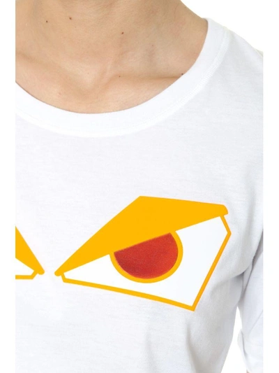 Shop Fendi White Cotton T-shirt With Fluo Eyes Print