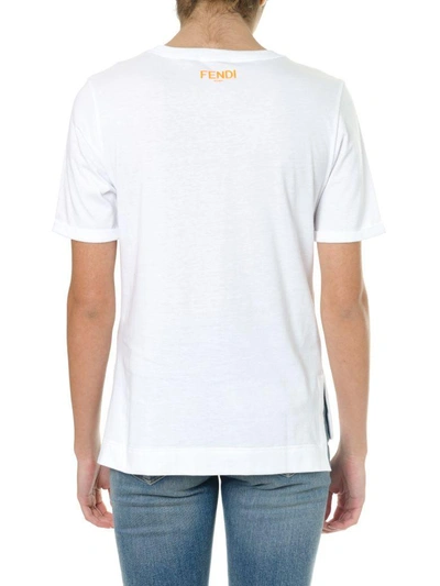 Shop Fendi White Cotton T-shirt With Fluo Eyes Print