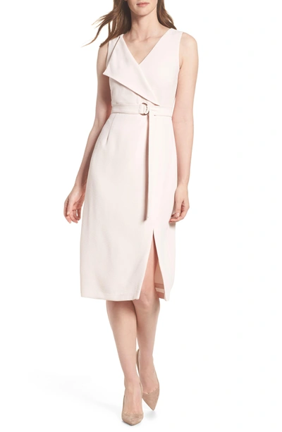 Shop Adrianna Papell Cam Belted Midi Dress In Blush