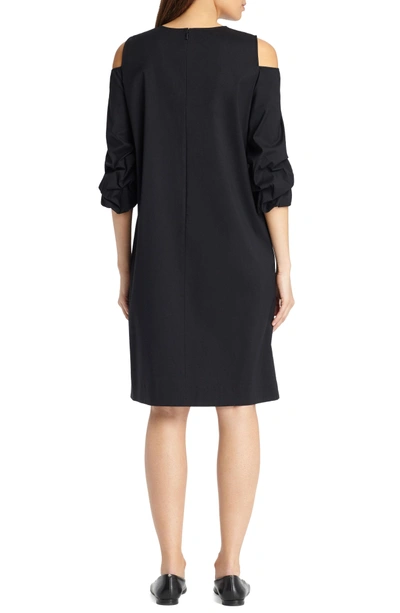 Shop Lafayette 148 Willa Cold Shoulder Dress In Black