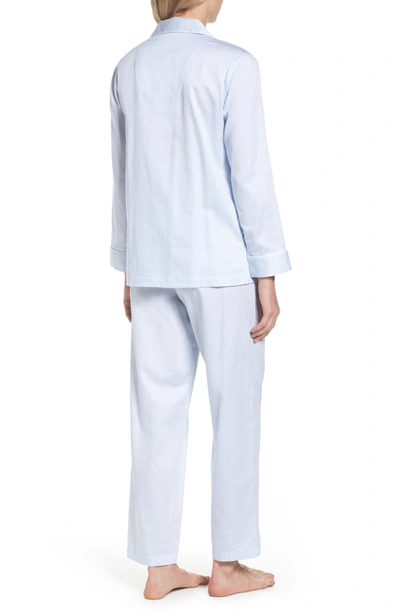 Shop Lauren Ralph Lauren Stripe Sateen Pajamas In Light Blue Thin Stripe