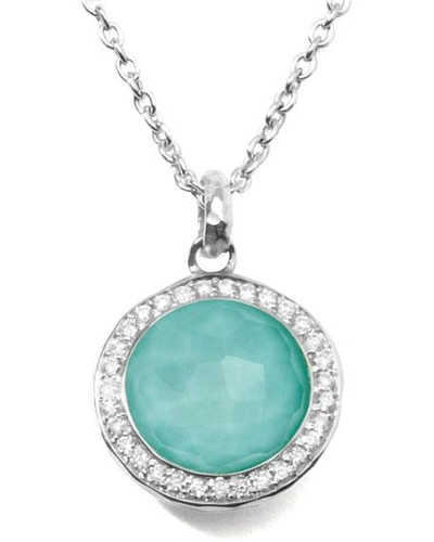 Shop Ippolita Stella Lollipop Pendant Necklace In Turquoise Doublet With Diamonds In Silver