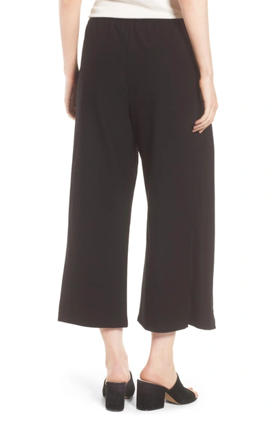 Shop Eileen Fisher Washable Stretch Crepe Tie-front Crop Wide Leg Pants In Black