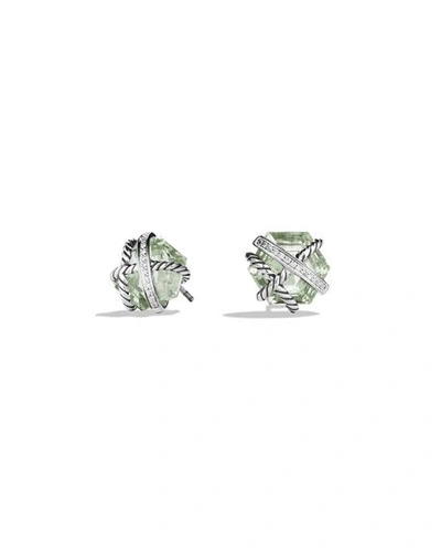 Shop David Yurman Cable Wrap Earrings With Prasiolite And Diamonds