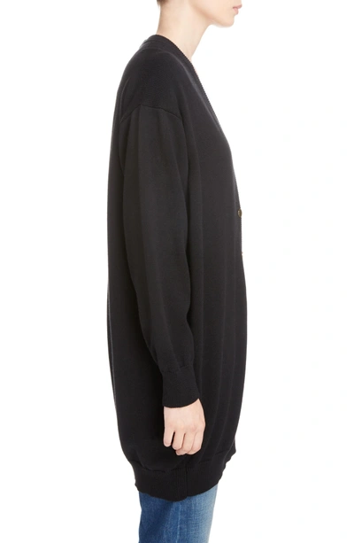Shop Loewe Leather Band Cotton & Cashmere Cardigan In Black