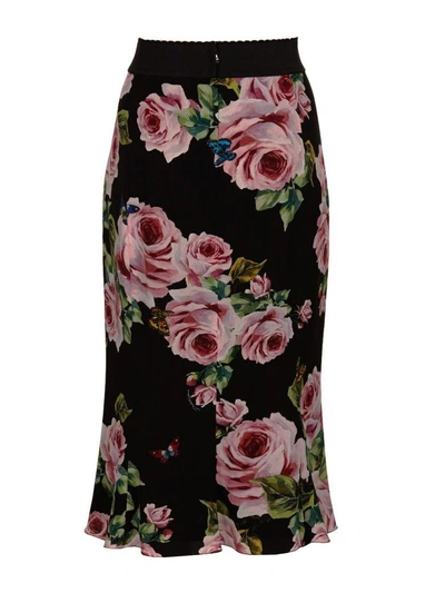 Shop Dolce & Gabbana Floral Skirt In Nero-rosa