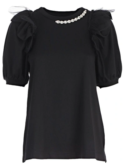Shop Simone Rocha Short Sleeve T-shirt In Black Pearl