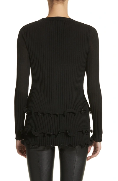 Shop Givenchy Ruffle Hem Rib Knit Top In Black