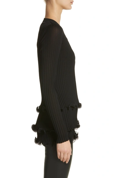 Shop Givenchy Ruffle Hem Rib Knit Top In Black