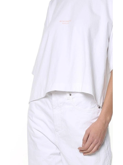 Shop Acne Studios Cylea Cotton-jersey Cropped T-shirt In Bianco