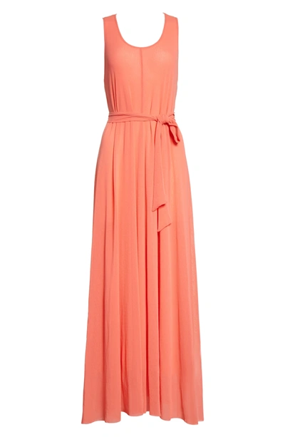 Shop Fuzzi Belted Tulle Maxi Dress In Cocomero1
