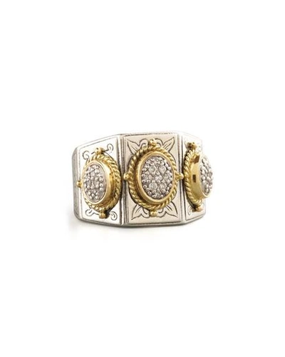 Shop Konstantino Three-stone Pave Ring In Silver/gold