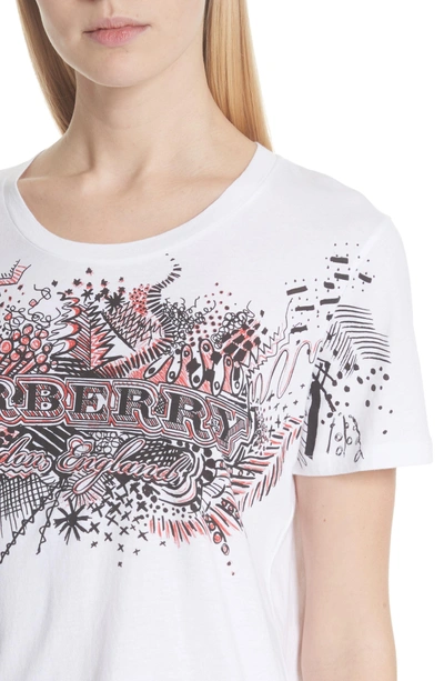 Shop Burberry Doodle Print Cotton Tee In White
