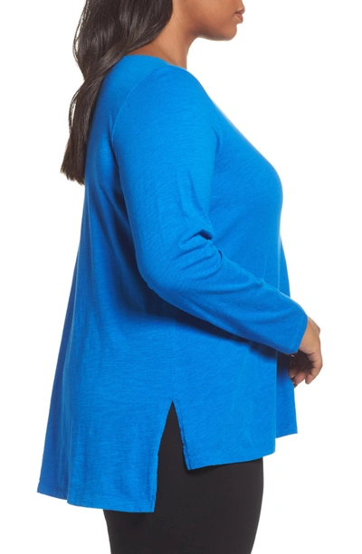 Shop Eileen Fisher Organic Cotton Jersey Top In Blue