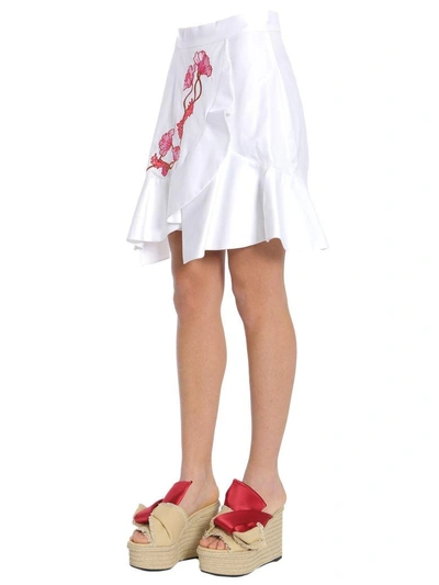 Shop Carven Ruffled Skirt In Bianco