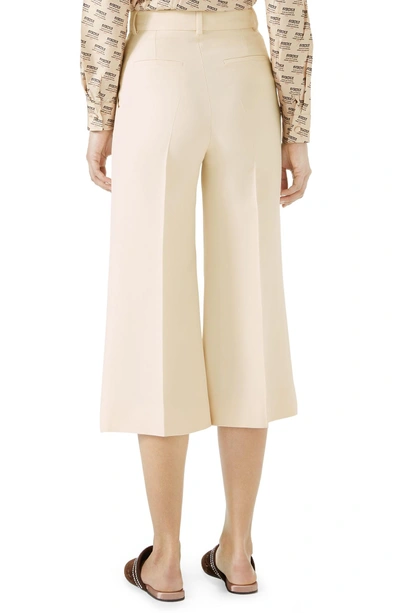Shop Gucci Wool & Silk Cady Wide Leg Crop Pants In Gardenia