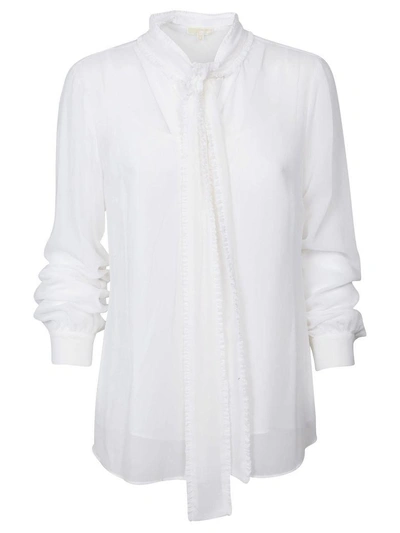 Shop Michael Michael Kors Pussy Bow Blouse In Bianco