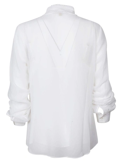 Shop Michael Michael Kors Pussy Bow Blouse In Bianco