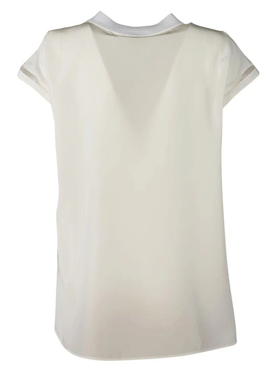 Shop Fendi Logo Neck Blouse In Bianco