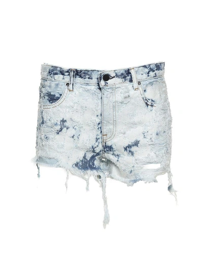 Shop Alexander Wang Romp Distressed-denim Shorts In Basic