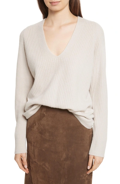 Shop Vince Wool Blend Raglan V-neck Sweater In Chalet