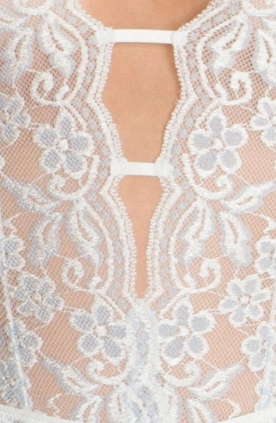 Shop In Bloom By Jonquil Lace Bodysuit In Ivory/ Blue