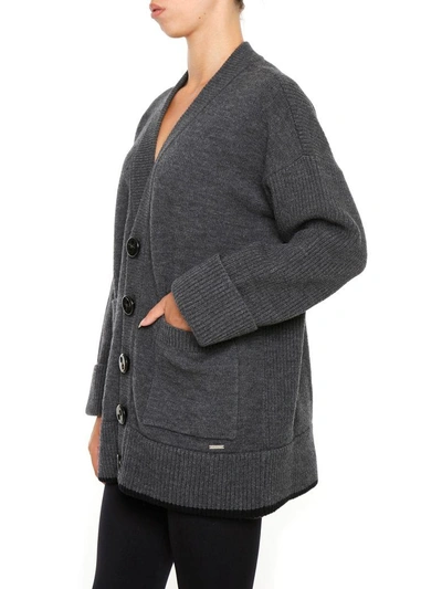 Shop Dsquared2 Wool Cardigan In Blu/black|grigio