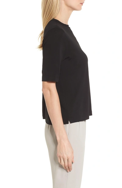Shop Eileen Fisher Crewneck Silk Top In Black