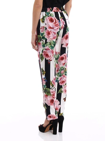 Shop Dolce & Gabbana Twill Pants In Hwirose-righe Bco-nero