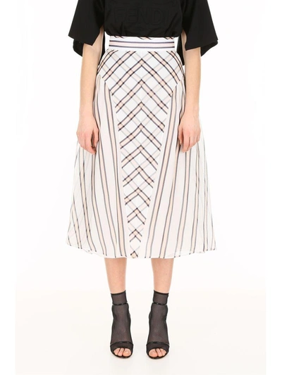 Shop Fendi Silk Gauze Skirt In Venusbeige