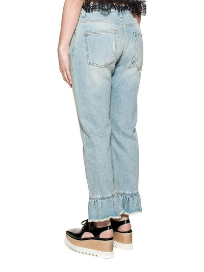 Shop Msgm Light Blue Ruffled Denim Jeans