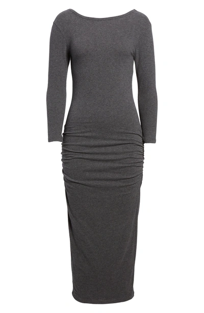 Shop James Perse Scoop Back Knit Dress In Heather Charcoal