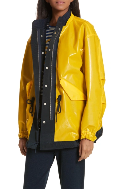 Shop Tory Sport Reversible Rain Jacket In Tory Navy/ Cyber Yellow