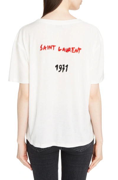 Shop Saint Laurent Logo Boyfriend Tee In Naturel/ Noir/ Rouge