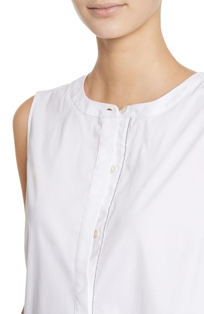 Shop St John Stretch Shirting Sleeveless Top In Bianco