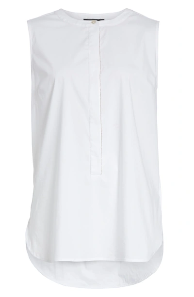 Shop St John Stretch Shirting Sleeveless Top In Bianco