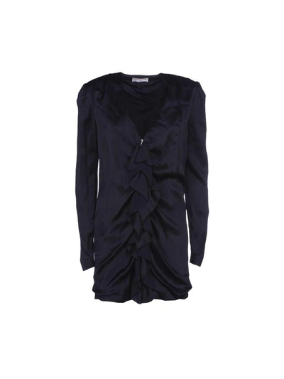 Shop Saint Laurent Paris Dress Ruffle In Black
