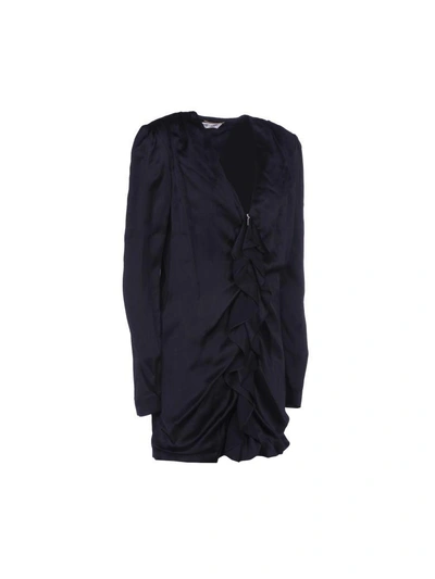 Shop Saint Laurent Paris Dress Ruffle In Black