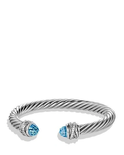 Shop David Yurman 7mm Diamond Crossover Bracelet In Blue