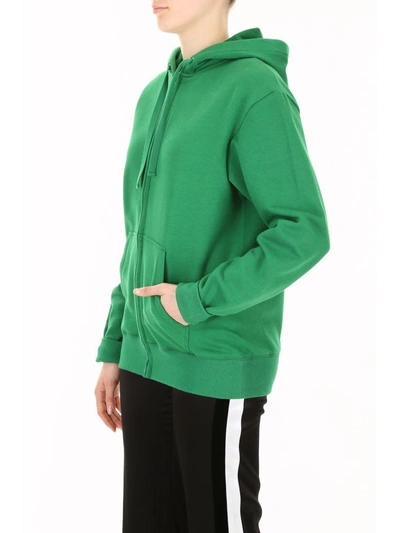 Shop Valentino Hoodie With Embroidered Logo In Bianco-peppermint (green)