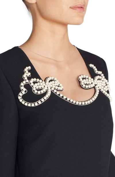Shop Fendi Embellished Wool & Silk Gazar Dress In Black